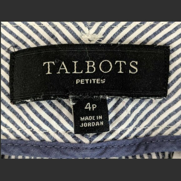 Talbots Capri Pants Seersuker Womens 4 Petite Blue White Striped Coastal Preppy - Picture 5 of 7